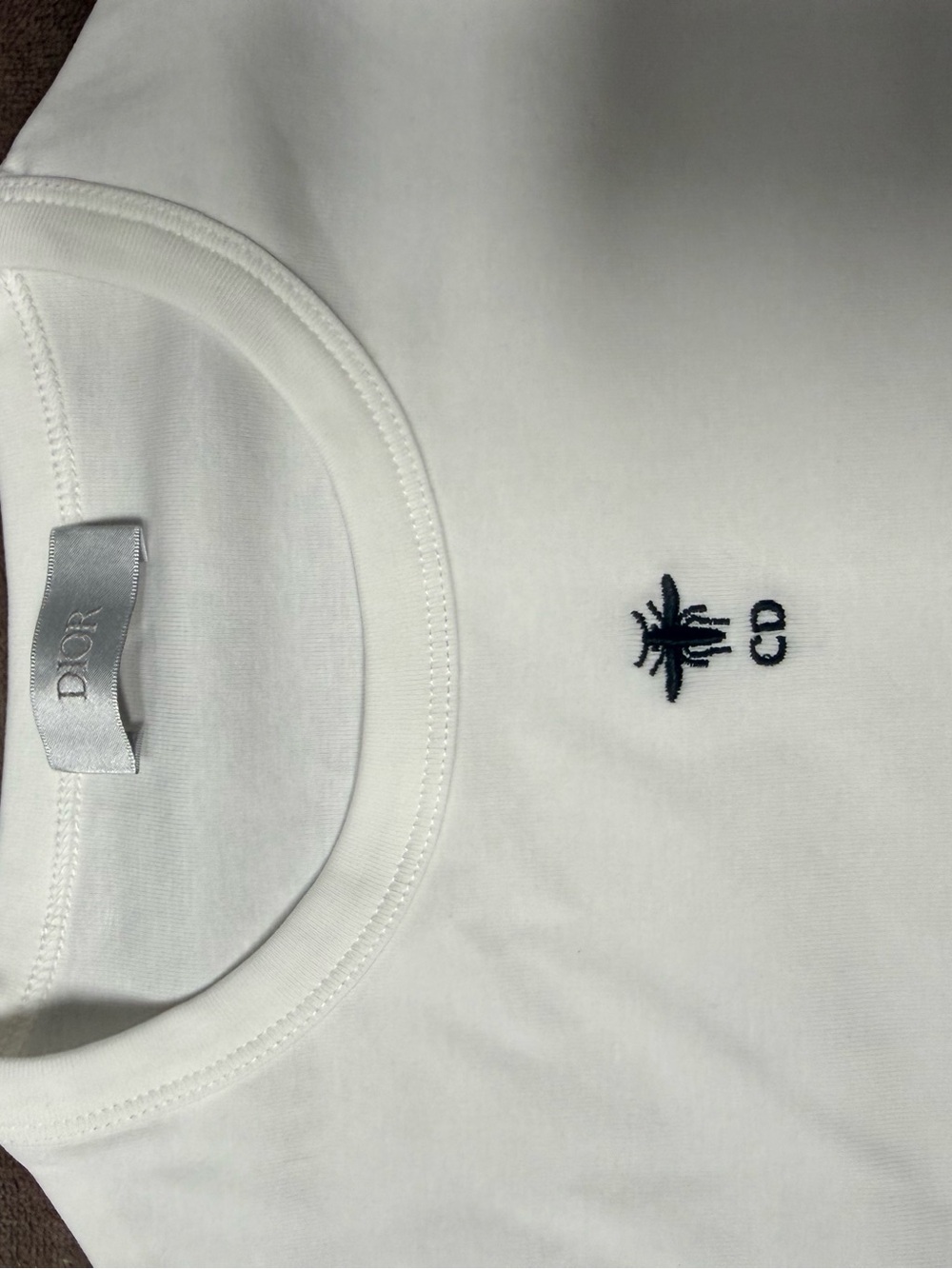 Dior White woman’s  Tee with Subtle Embroidered Motif - Picture 2 of 7